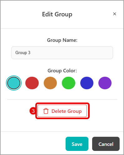 Delete a Group step 3