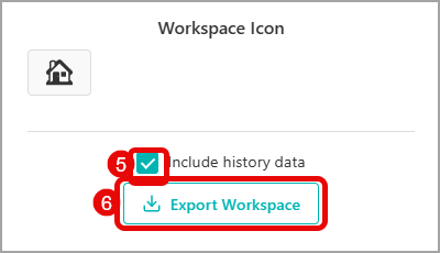Export Workspace Button and Options