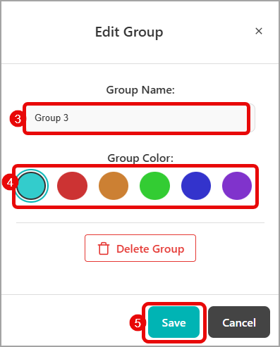 Edit a Group steps 3, 4, and 5