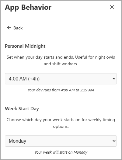 Spp Behavior Settings Screenshot
