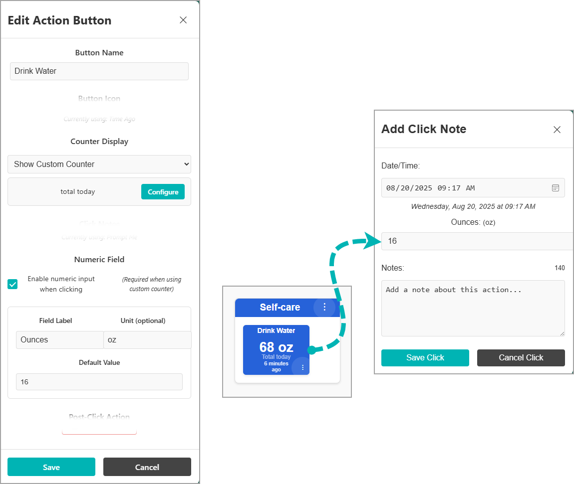Example set up and entry of custom numeric field