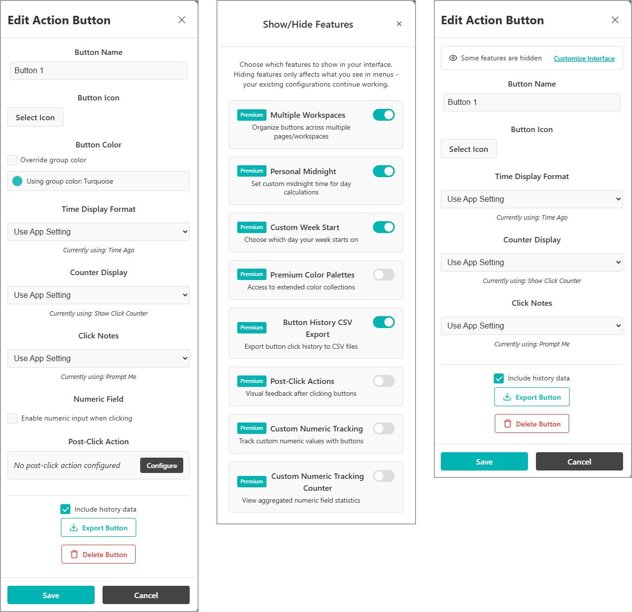 Full-featured UI vs. Decluttered UI