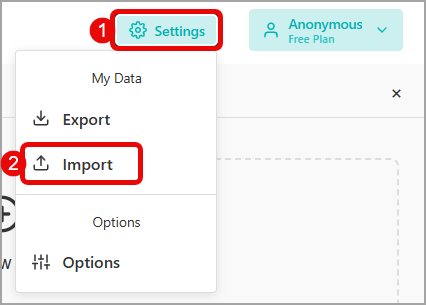 Import Data steps 1 and 2