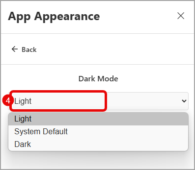 App Appearance > Dark Mode