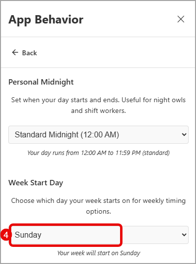App Behavior > Week Start Day